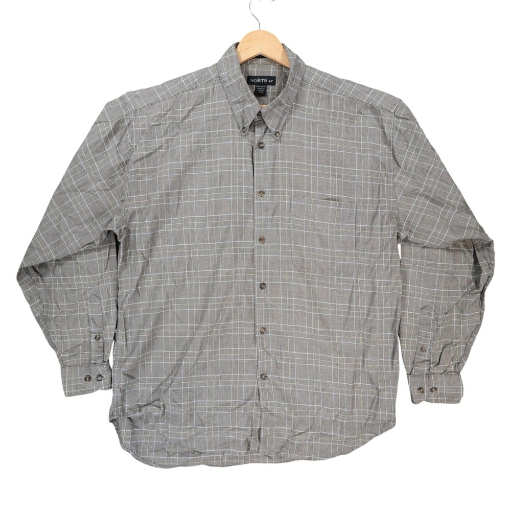North 44‎ Button Up Mens L Brown Excellent Plaid Pattern